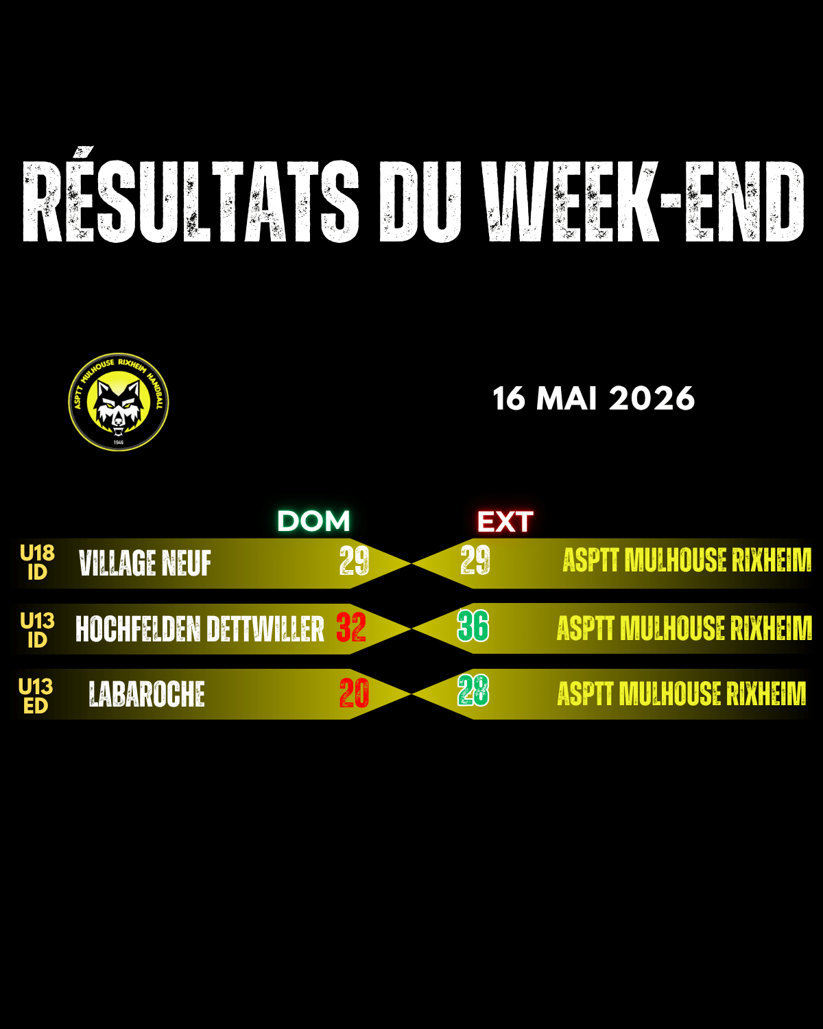 Résultats du week-end suite - ASPTTMR HANDBALL MULHOUSE RIXHEIM
