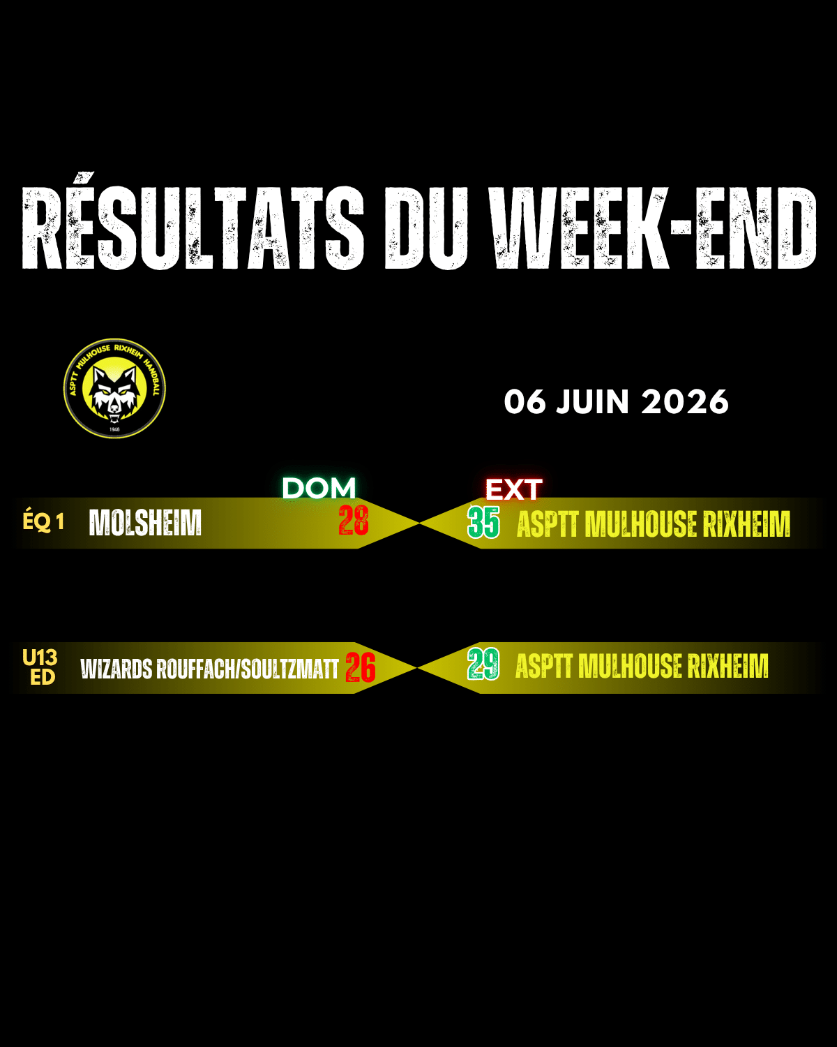 Résultats du week-end suite - ASPTTMR HANDBALL MULHOUSE RIXHEIM