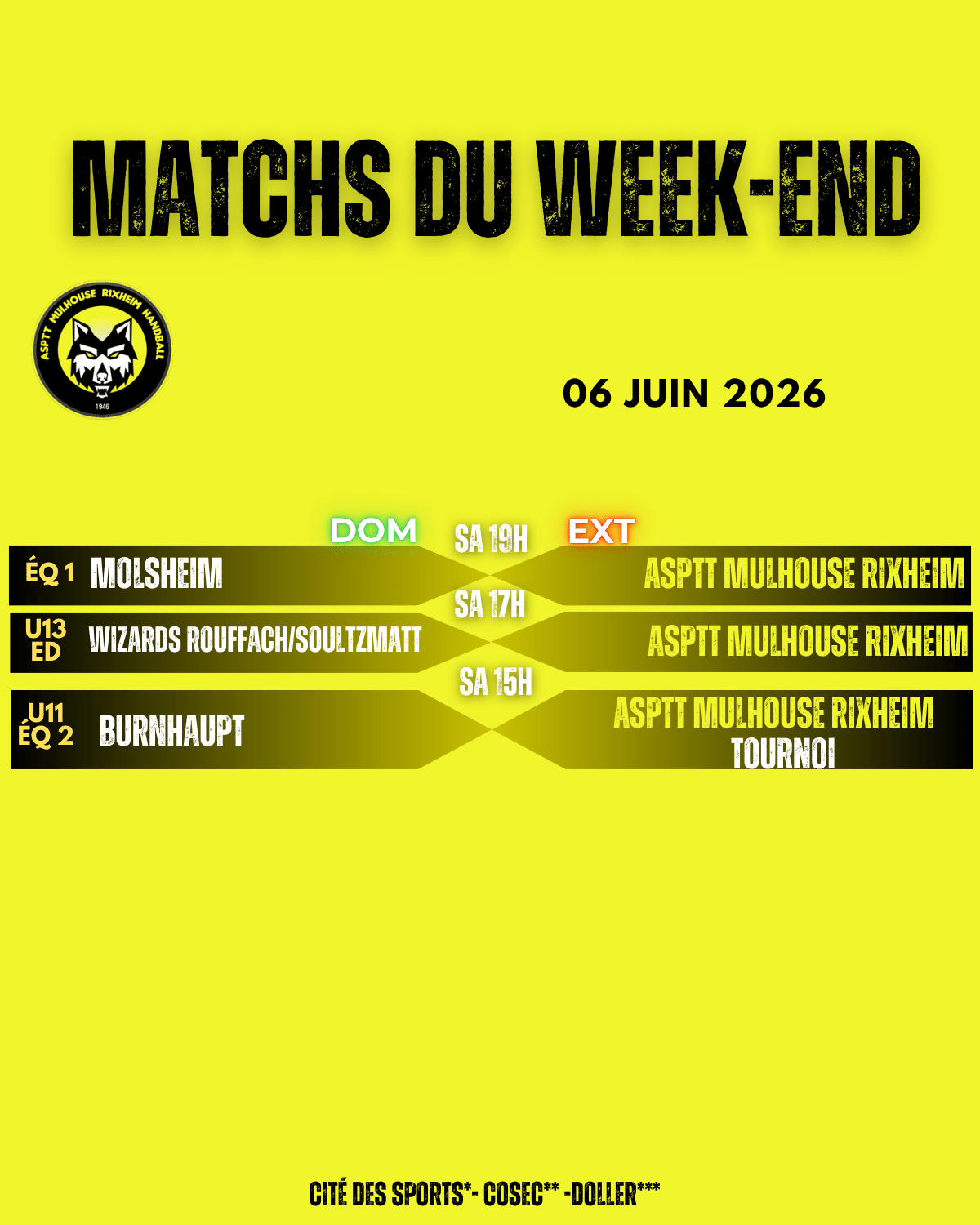 Résultats du week-end suite - ASPTTMR HANDBALL MULHOUSE RIXHEIM