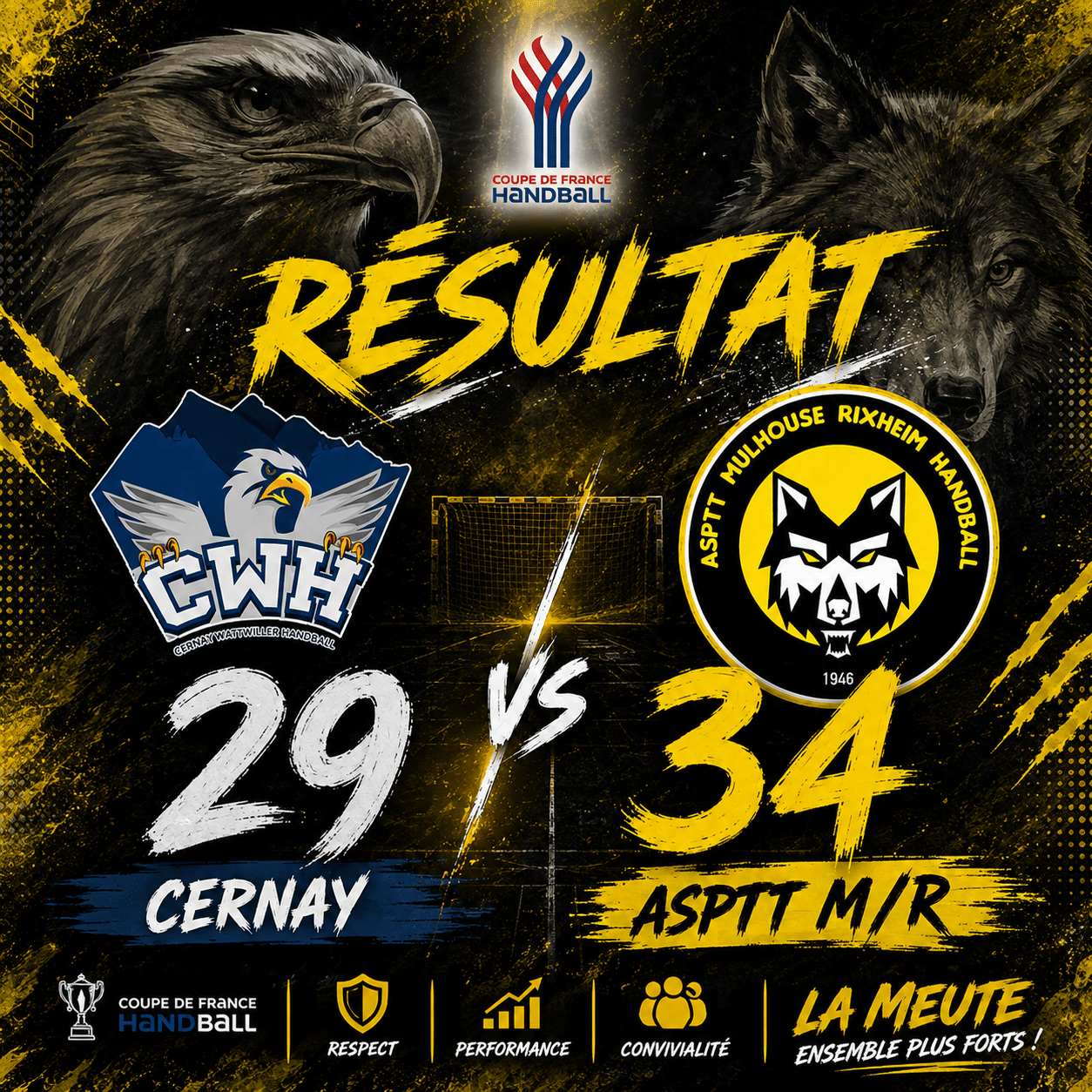 Score final - Les Loups ASPTT MR HANDBALL VS MARTIGUES HB